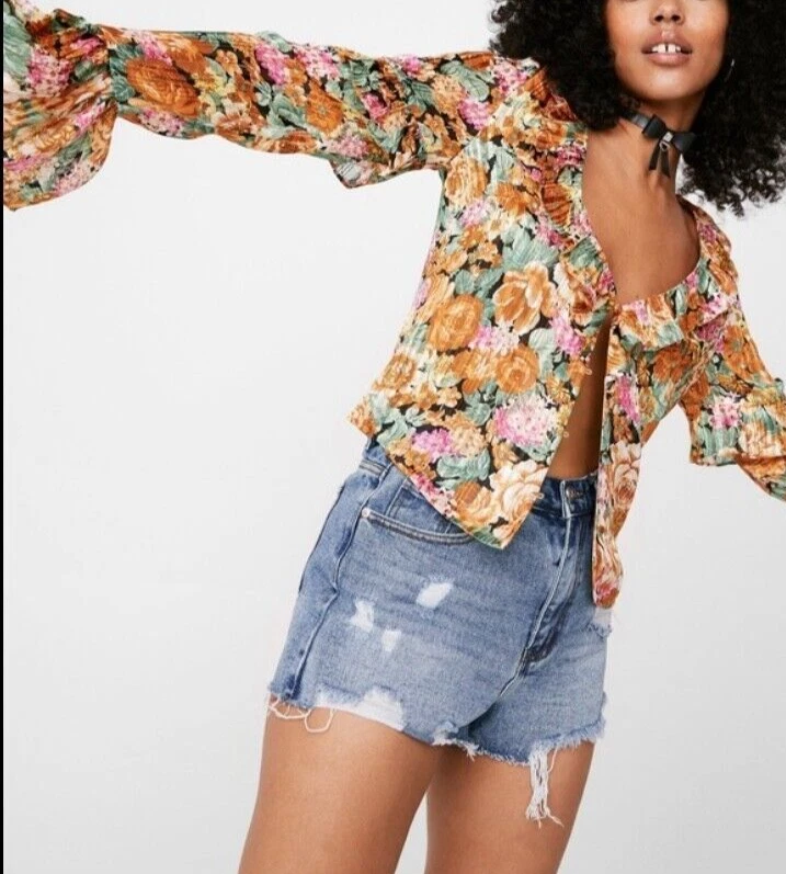 Petal Night Long Floral Ruffle Blouse by Nasty Gal