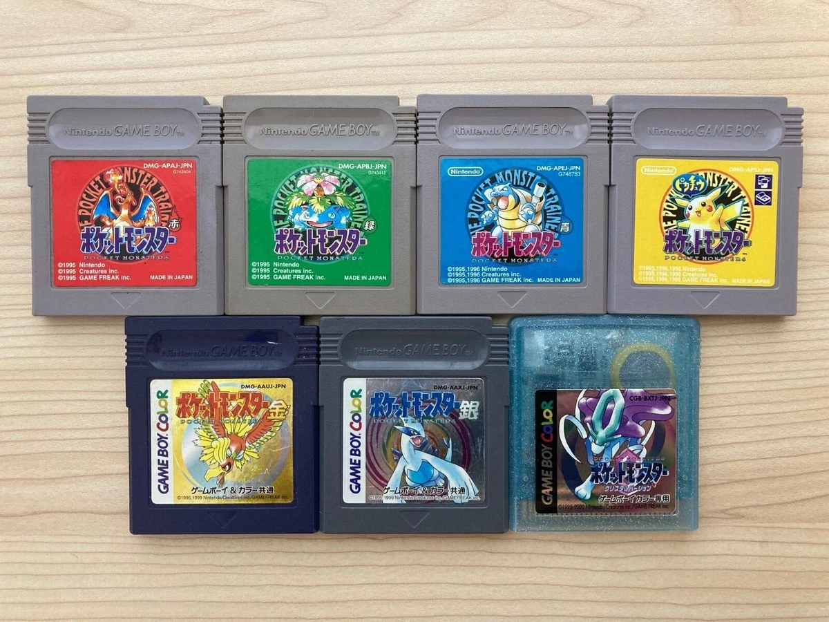 GameBoy Pokemon Green Red Blue Pikachu yellow Gold Silver Crystal SET GB  Lot 7