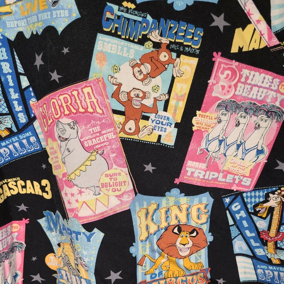 Dream Works Madagascar 3 Women’s Scrub Top Cotton Size XL Scrubs - Image 2 of 4