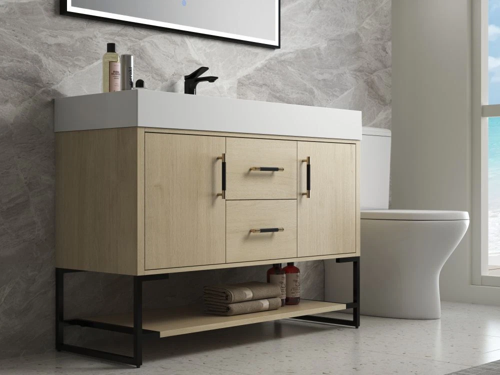 Wood Vanity With Optional Shelf for Basin Sink Wall Mounted