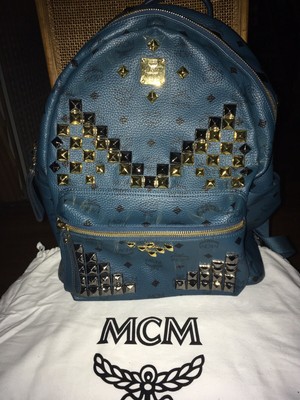 mcm large studded backpack