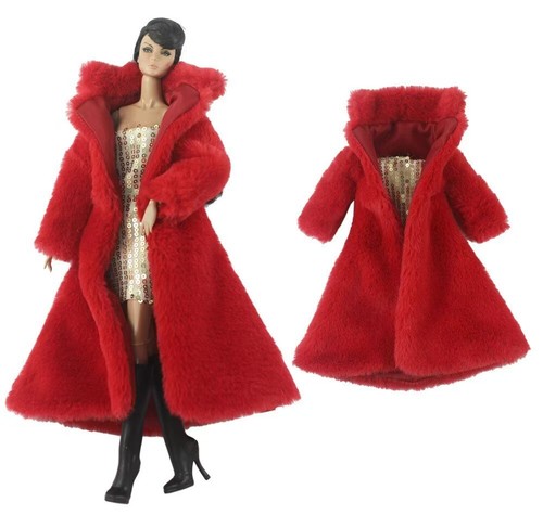 Fashion Winter Fur Parka 1/6 Doll Clothes Outfits Long Jacket Coat Dress 11.5" - Picture 14 of 21