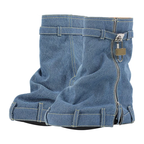 Punk Goth Womens Buckle Zipper Leather Round Toe High Wedge Heels Mid Calf Boots - Picture 48 of 51