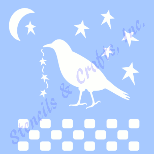 3.25" CROW RAVEN PRIMITIVE STENCIL STAR STARS MOON STENCILS TEMPLATE PAINT NEW - Picture 1 of 1