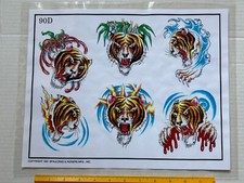 Vintage 1991 Spaulding Rogers Tattoo Flash Sheet D Series 90D Tigers