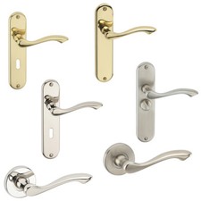 4x 6x Urfic Kensington Metal Lever Latch Door Handles Set Rose Internal External