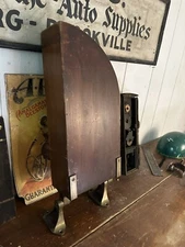 1890s Swing Out Industrial Brass Drafting Table Ledger Shelf Arm Office Study