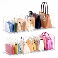 Purse Organizer for Closet, Stackable Handbag Storage Shelf, Adjustable Clear...