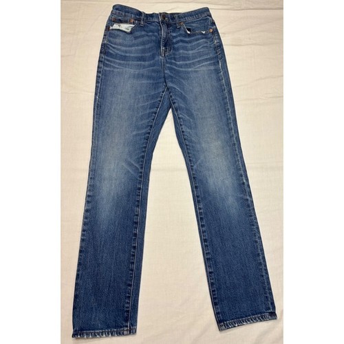 Madewell High-Rise Slim Boyjean Medium Wash Distressed Denim Jeans Size 26