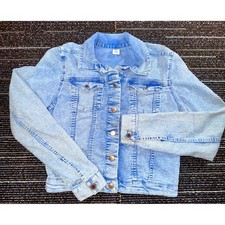Denim H M Jean Jacket Kids 12-13Y Acid Wash Blue Button Front