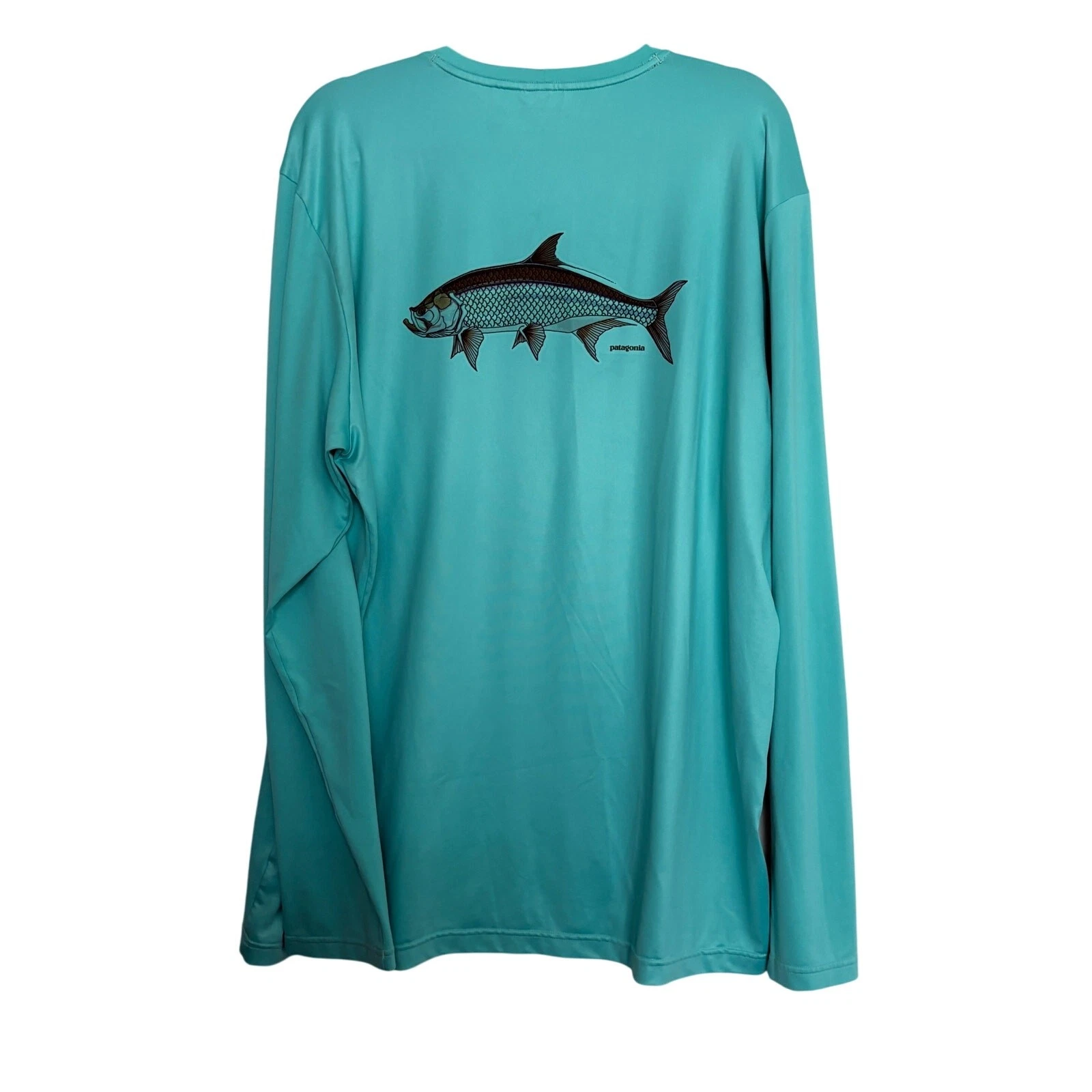 Patagonia XL turquoise long sleeve fishing shirt tarpon graphic GORPCORE
Opens in a new window or ta