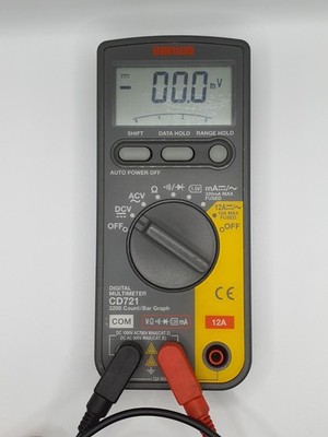 Sanwa CD721 Digital Multimeter 3200 Count 600V 10A Test Leads Verified Working