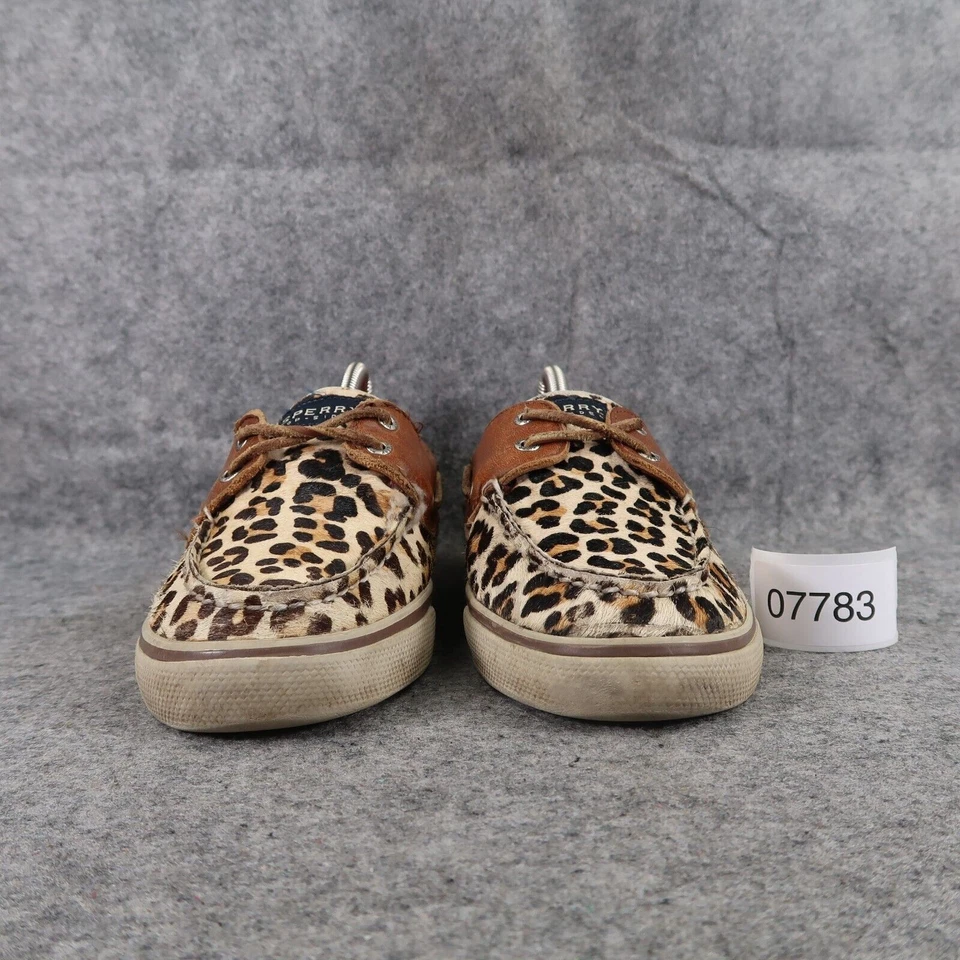 Sapatos femininos Sperry 8,5 top sider barco deck couro estampa leopardo moda preppy - Imagem 3 de 4