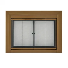 Pleasant Hearth Clairmont Brass Fireplace Glass Doors CM-3010HE Small Brown