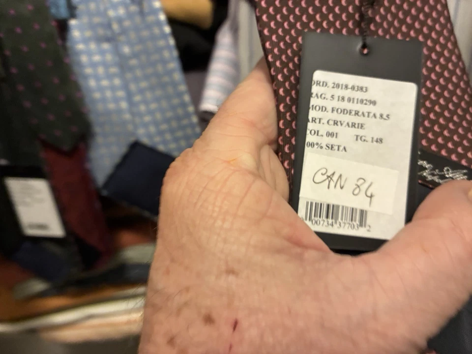 Новый с Ярлыками Cesare Attolini галстук коричневый с меди геометрический узор - Изображение 3 из 3