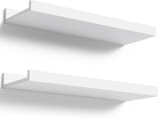 Modern White Floating Shelves Set of 2 for Home Decor and Organization