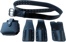 Professional Heavy Duty Leather Scaffolding Tool Belt Set (Complete 4-Piece Kit)