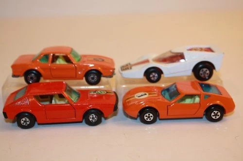 4 Vintage 1973-1976 Matchbox Lesney Cars MONTEVERDI / BMW / RENAULT / FANDANGO