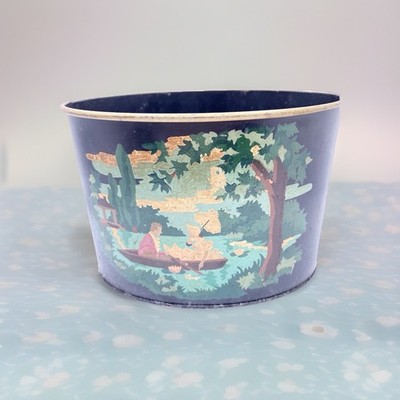 Vintage Paint By Number Tin Metal Bin Planter Desk Caddy MCM 1950 s 7x5x5 SEE