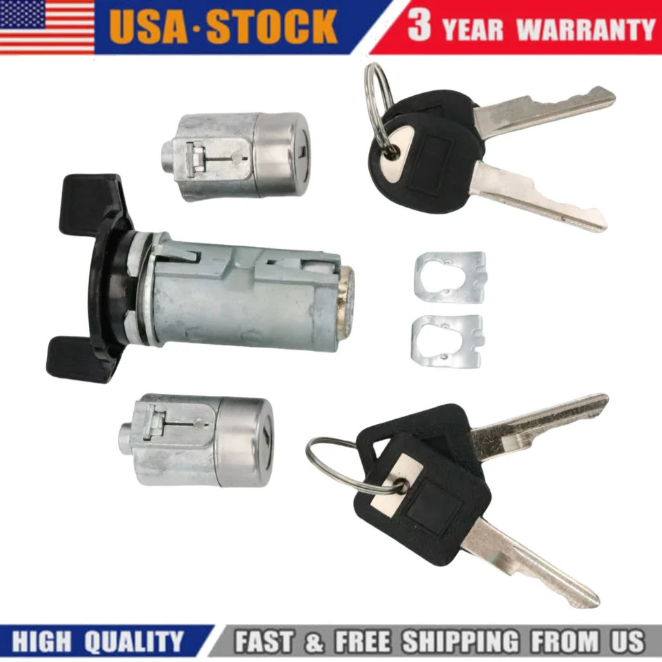 Juego de cilindros de interruptor de bloqueo de encendido y puerta con 4 llaves aptos para camioneta Chevy GMC 1988-94 Foto 2 de 4