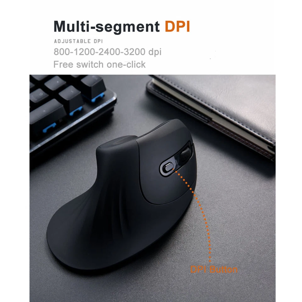 ヘ2.4GHz Wireless Vertical Mouse Ergonomic Rechargeable 3200DPI Wireless Mous - Image 4 of 4