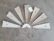 Glitzhome 32 in. L Vintage Beige Farmhouse Half Wind Spinner Wall Decor (41D)