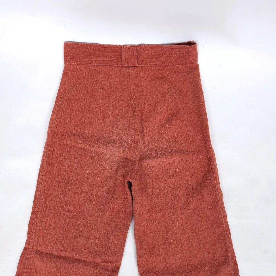 Vintage 70s Girls Pants High Waist Flare Leg Waist Size 22 Rusty Red READ - Image 4 of 4