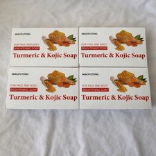 4 Pack Kojic Acid Turmeric Soap Skin Brightening Cleanser with Vitamin C E