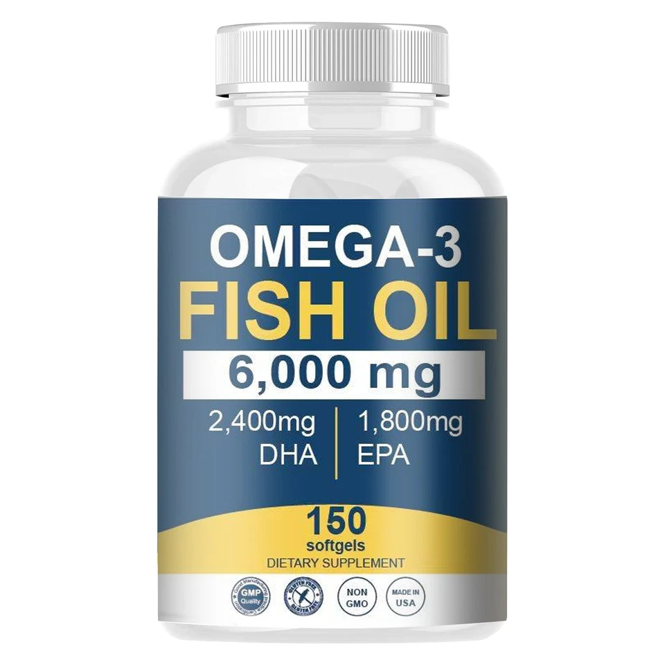 150 Caps Omega 3 Fish Oil 6000 Mg with Maximum EPA DHA - Supports Brain, Liver - Image 2 of 4