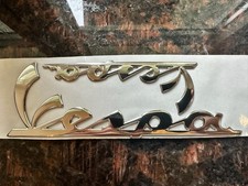 2 scritte PIAGGIO "Vespa" cofano laterale/targa gambe 100/150mm cromo PX 80 125