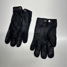 Coach Gloves Embossed Sheep Leather Unlined Short Wrist Snap Silver Black Womens