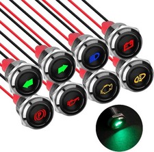 8Pcs 1/2 Inch 12V LED Waterproof Metal Pilot ...