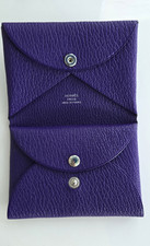 HERMES Calvi Duo Card Holder NEW 2026 PURPLE - Chevre Mysore Goat NEW