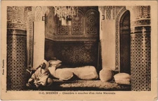 Old postcard Morocco Meknes bedroom of a rich Moroccan Flanders (38095)