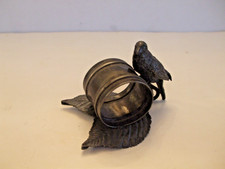 Antique Bird on Branch with Leaves Figural Napkin Ring Holder Silverplate