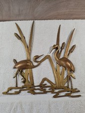 Kraniche Alter Messing Wand Schmuck  Wandbild  Vintage  50/60er  DDR ??