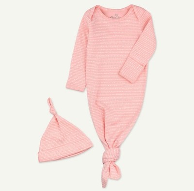 Oliver and Rain Pink Geo Printed Baby Organic Gown Set