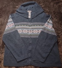 VTG Tiara International Fair Isle Cardigan Sweater Colorful Blue Full Zip Sz 2x