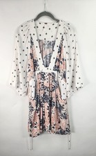 Free People Tallula Floral Dress Women's XS Deep V Neck Mini White Peach Boho