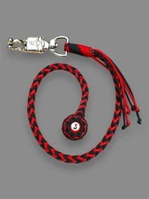 Paracord Motorcycle Get Back Whip Red/Black Panic Snap Mini Pool Ball 3