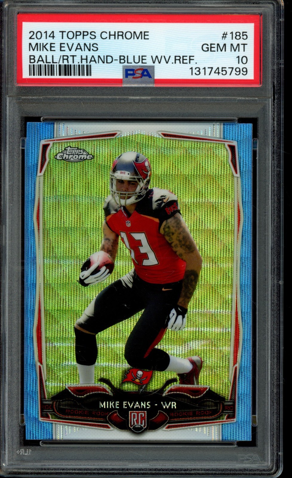 2014 Topps Chrome Mike Evans Blue Wave RC #185 PSA 10