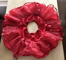 Vtg Red Satin Slip Full Circle Toddler Size 2 Jingle Bells Silver Net Alexanders