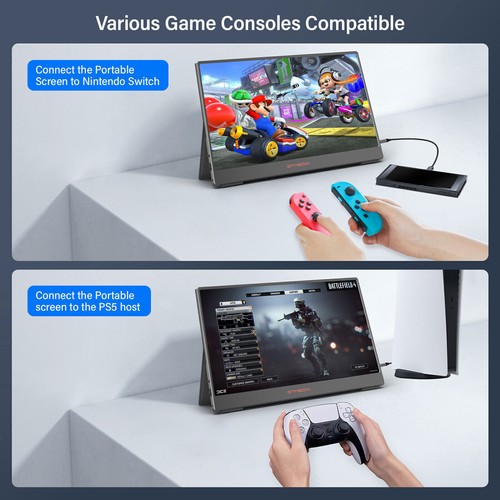 Portable Monitor 14" USB-C Second Screen Working Gaming Monitor for Laptop PS4/5 - Picture 8 of 23