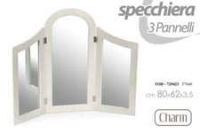 SPECCHIO SPECCHIERA 3 PANNELLI TAVOLO CORNICE BIANCO CLASSICO MODERNO 80*h62 CM