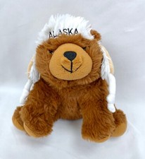 Alaska State Brown Bear Ear Hat Stuffed Animal Plush 9” H