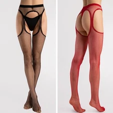 Fiore 'Passion' super soft decorative fishnet suspender meshy tights pantyhose