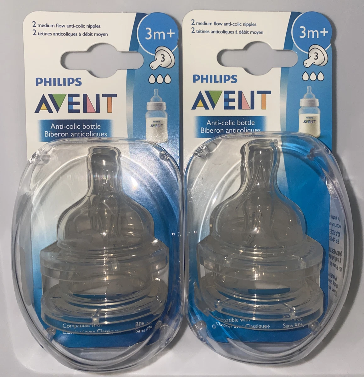 Philips Avent Tétines Classic 3m+ Débit moyen Lot de 2