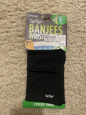 Sprigs Banjees Wrist Wallet Adult Black Zipper Running Beach Gym