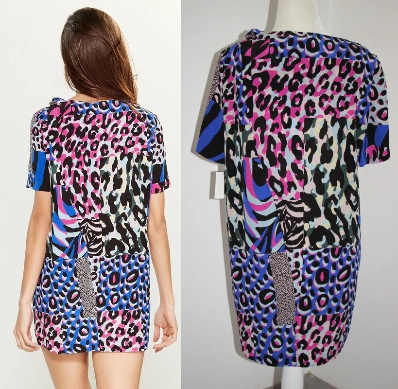 TUNICA MINI ABITO VERSACE SETA CREPE COLLO PLISSETTATO NODO 31" LUNGO US 6 IT 40 $1590