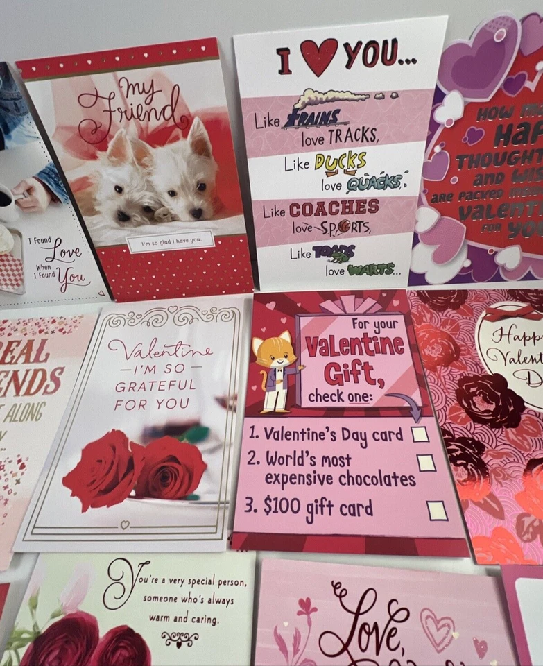 Lote de 17 NUEVAS Tarjetas Surtidas Sello Día de San Valentín Genéricas Con Sobres Foto 3 de 4